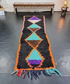 Black And Sea Blue Vintage Rug