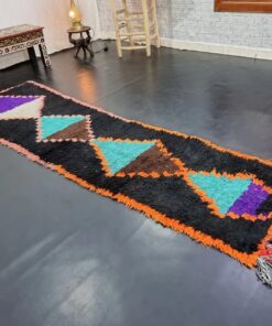 Black And Sea Blue Vintage Rug