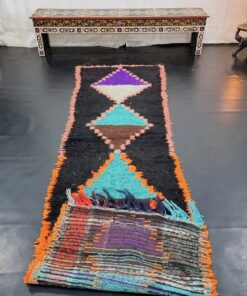 Black And Sea Blue Vintage Rug