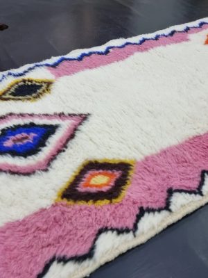 Geometric White Wool Carpet