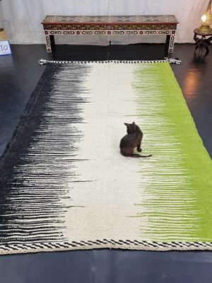 Black And Green Striped Rug