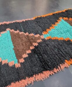 Black And Sea Blue Vintage Rug