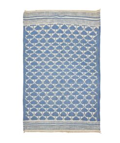 SAIDA - Blue and White Rug - Custom Kilim Geometric Rug