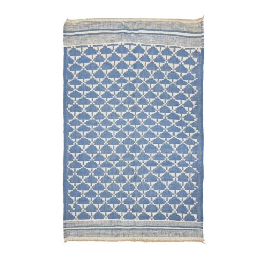 SAIDA - Blue and White Rug - Custom Kilim Geometric Rug