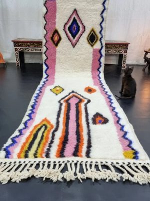 Geometric White Wool Carpet
