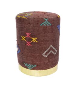 Moroccan berber geometric brown maroon yellow pouf