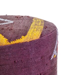 Alternative view of Cylindrical Kilim Handmade Pouf - Brown Wool Metal Base Pouf - 17" H