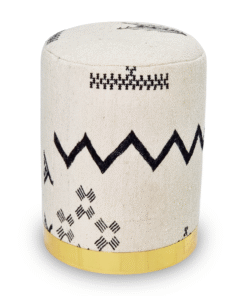 White Pouf Metal Base- 17" H