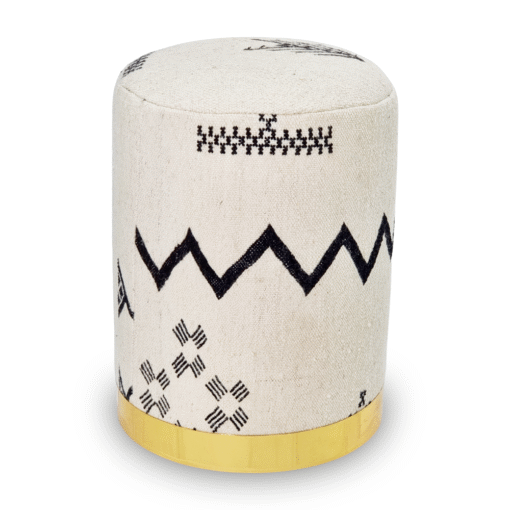 White Pouf Metal Base- 17" H