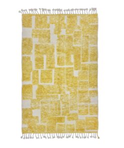 Yellow and White Checkered Rug