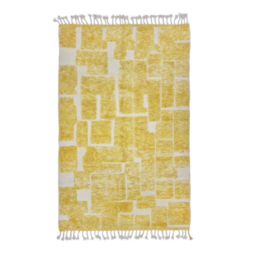 Yellow and White Checkered Rug