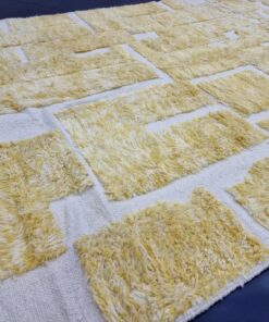 Yellow and White Checkered Rug