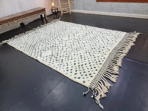 White and Black Dotted Rug