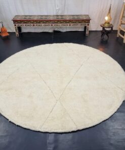White Rounded Rug