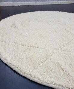 White Rounded Rug