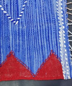 Blue and Red Geometric Rug