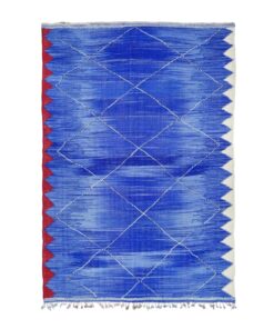 Blue and Red Geometric Rug