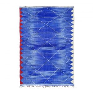 Blue and Red Geometric Rug