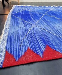Blue and Red Geometric Rug