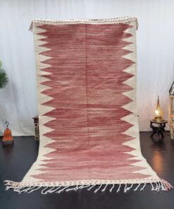 Pink And White Geometric Rug