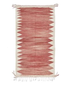 Pink And White Geometric Rug