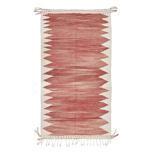 Pink And White Geometric Rug