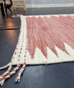 Pink And White Geometric Rug