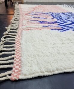 Blue And Peach Wool Rug
