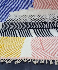 Blue And Peach Wool Rug