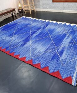 Blue and Red Geometric Rug