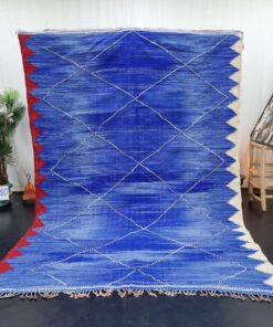 Blue and Red Geometric Rug