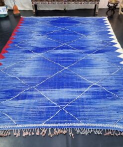 Blue and Red Geometric Rug