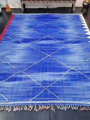 Blue and Red Geometric Rug