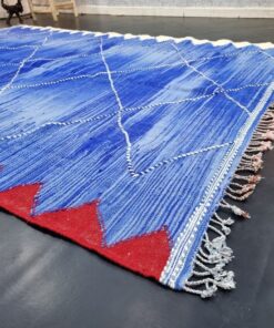 Blue and Red Geometric Rug