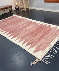 Pink And White Geometric Rug