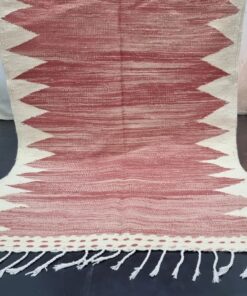Pink And White Geometric Rug