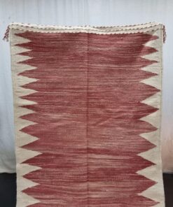 Pink And White Geometric Rug