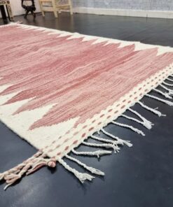 Pink And White Geometric Rug