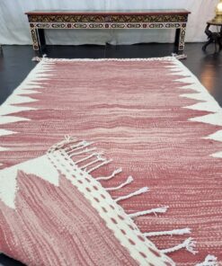 Pink And White Geometric Rug