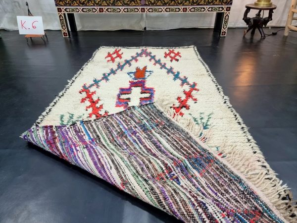 White And Red Vintage Rug