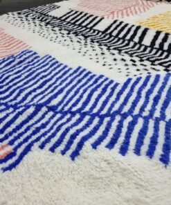 Blue And Peach Wool Rug