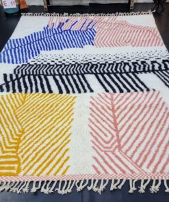 Blue And Peach Wool Rug