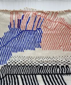 Blue And Peach Wool Rug