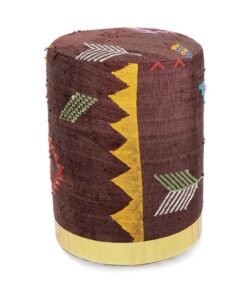 mororccan zanafi berber maroon yellow pink pouf