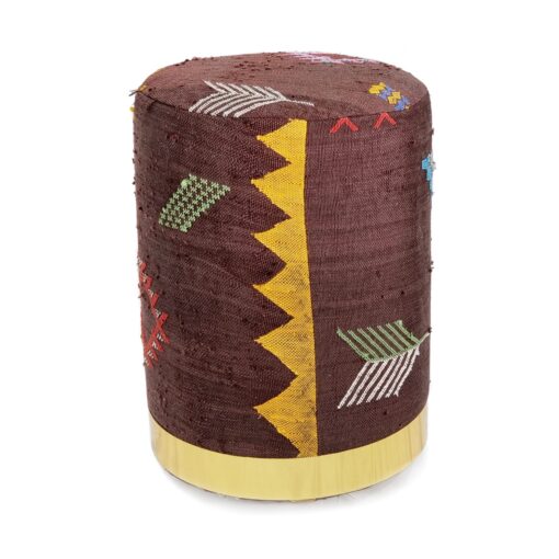 mororccan zanafi berber maroon yellow pink pouf