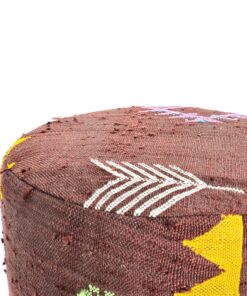 mororccan zanafi berber maroon yellow pink pouf
