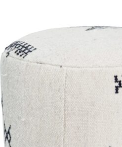 White Pouf Metal Base- 17" H