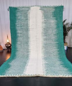 Alternative view of Mary – Verdigris Green And White – Berber Zanafi Kilim Geometric Rug
