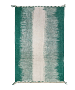 Mary – Verdigris Green And White – Berber Zanafi Kilim Geometric Rug