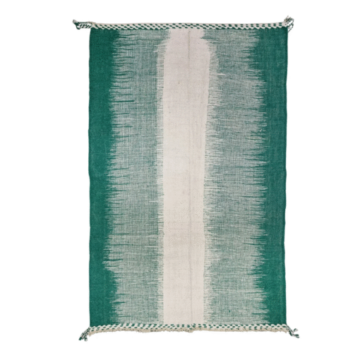 Mary – Verdigris Green And White – Berber Zanafi Kilim Geometric Rug